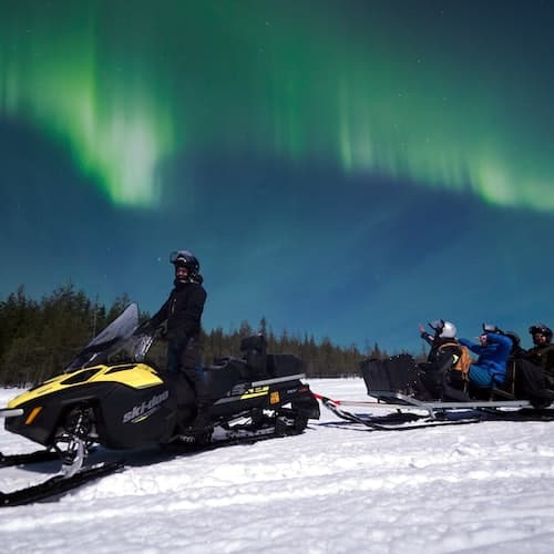 Rovaniemi Ticket Passeio de trenó pela aurora boreal com churrasco na Lapônia