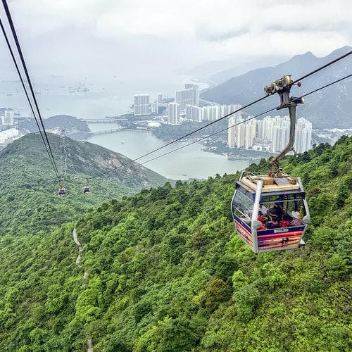 Lantau Island Ticket Teleférico Ngong Ping 1+1: cabine padrão unidirecional + cabine cristal unidirecional